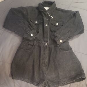 Le Lis Charcoal Denim Romper